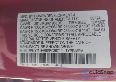 2025 Honda Pilot Trailsport from USA, damaged, VIN 5FNYG1H69SB036710